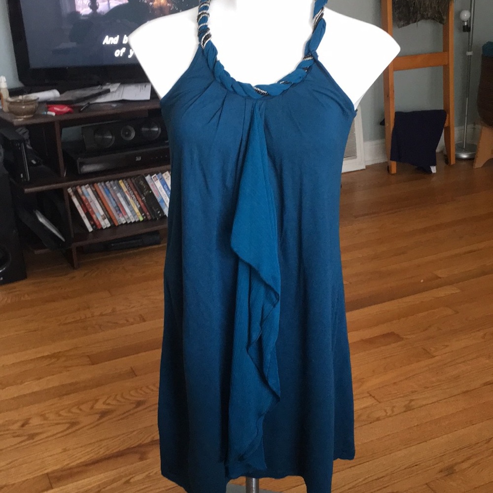 Oasis Halter Teal Dress - XS